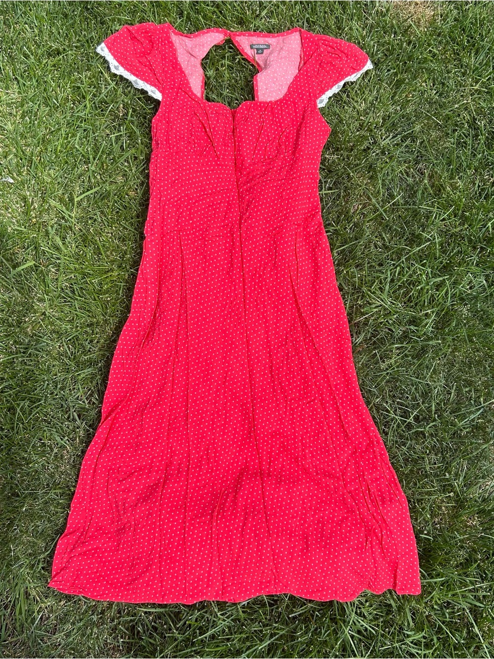 Red Polka Dot Women’s Dress with Lace Trim